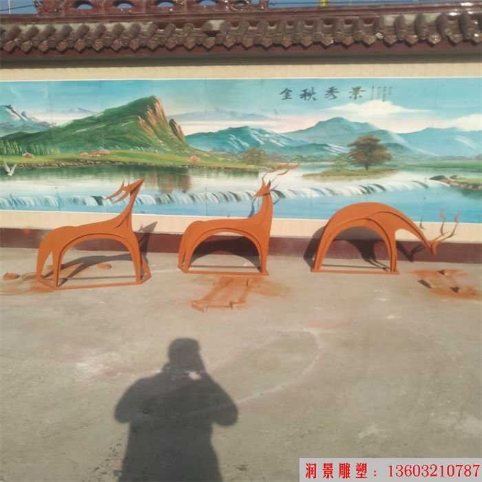 不銹鋼抽象鹿雕塑 動(dòng)物鹿雕塑 (5)